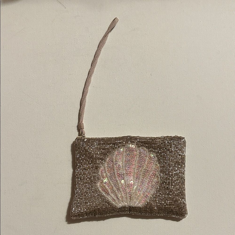 Liz Claiborne Brown Sequin Shell Wristlet